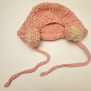 Vintage handknit crochet blush peachy pink baby bonnet